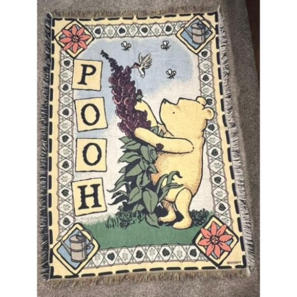 Winnie the Pooh Tapestry Blanket Disney Classic Pooh Goodwin Weavers Rare - Picture 1 of 7